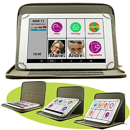 Mobiho-Essentiel - La Tablette complète 10 Pouces avec Pochette, Un Appareil Qui Fait Tout - Interface sénior sur Mesure modulable et Beaucoup d’appli installée - 6h de Coach - Telephone DEBLOQUE