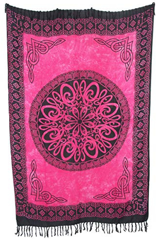 Sarong Pareo Keltisches Blumen Mandala II pink/große Auswahl schönste Farben/Wickelrock Strandtuch Sauna-Tuch Wickelkleid Schal Wickeltuch Bademode Freizeitmode Sommermode/aus 100% Viskose