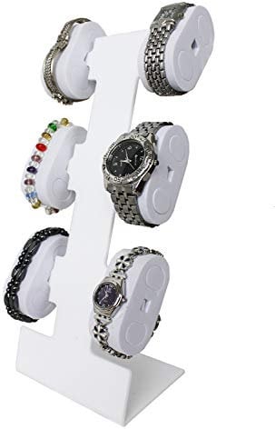 Yudu Acryl Uhrenständer Armbandständer für 6 Uhren Uhrenhalter Uhrendisplay (weiss)