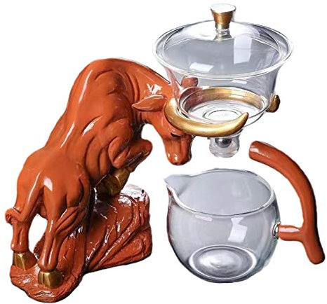 Magnetic Glass Kungfu Teapot, High Borosilicate Glass Magnet Out Water Tea Set, Cow Base High Temperature Resistance Infuser Tea Maker