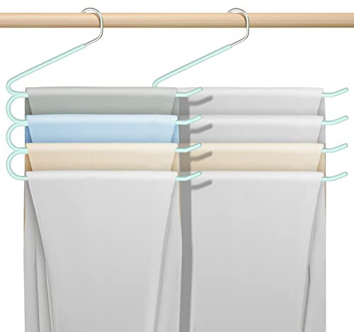 Devesanter Grucce salvaspazio antiscivolo per pantaloni, in acciaio inox, per armadio, per pantaloni, jeans, sciarpe, confezione da 3, colore: verde