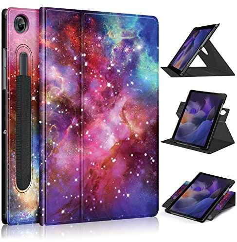 Xuanbeier Funda Giratoria Compatible con Samsung Galaxy Tab A8 10,5 SM-X200 X205 Tableta 2021 Carcasa con Portalápices y Auto-Sueño/Estela,Galaxia