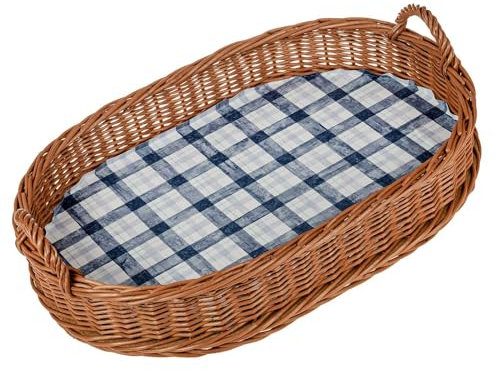 SIDCO Tablett Weide Serviertablett Weidentablett Korbtablett Frühstückstablett oval Karo