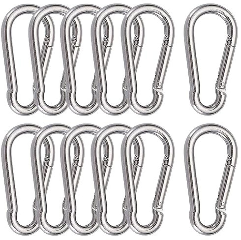 12 Pezzi Moschettone M6 Moschettoni Acciaio Inox 304 Moschettoni Fibbia a Molla Gancio Adatto per Corde Ganci per Catene Accessori da Campeggio per Tende da Sole 60 x 6mm
