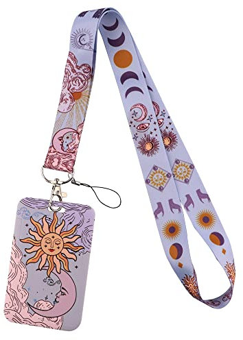 Purple Moon Lanyard mit Clip Kartenhalter für Ausweisschlüssel, Umhängeband mit Hartplastikhülle