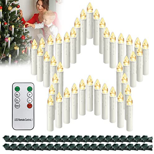 HENGMEI LED kerzen, 40pcs Flameless kerzen mit timerfunktion, flackernde Weihnachtskerzen mit Fernbedienung für Hochzeit, Weihnachtsdeko, Geburtstag Party, warm weiß