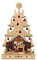 ELLUG 3D Lichterspitze Holzschnitt als Tannenbaum aus Holz mit roten Christbaumkugeln zum Stellen mit Licht 30 * 10 * 49,5cm batteriebetrieben mit On-Off Schalter, Timer Funktion (6h On/18h Off)