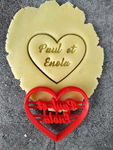 Cortador de galletas de corazón - Personalizable con el nombre y la fecha