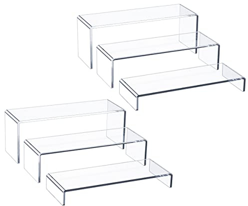HIIMIEI Acrylic Display Risers, 2 Sets 6 Pcs 9 Large Risers, Clear Stand for Cupcake Dessert, Acrylic Showcase Shelf