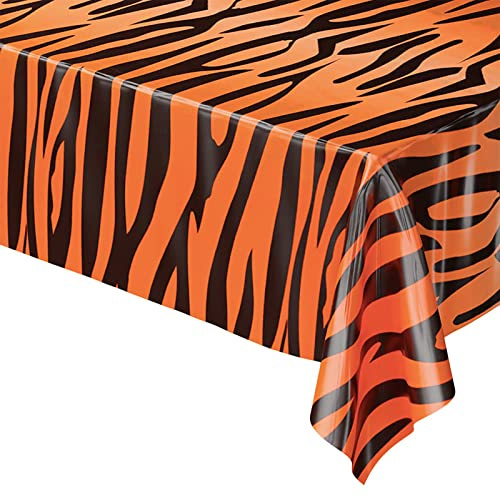 POPOYU 137 X 274 cm Tiger Plastikdecke,Tischdecke Safari,Tischdecke Tiger für SafariThema Partydekorationen,Tischdecken Dschungel Kindergeburtstag für Dschungel Safari Geburtstag Party Zubehör