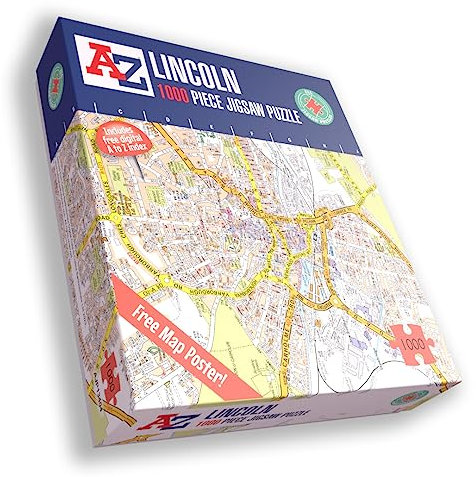 Great Britain A-Z Map of Lincoln 1000 Piece Jigsaw Puzzle – Exclusive Street Map – Includes Guide Print & City Index – Nostalgic Gift Mapping Fun for Adults
