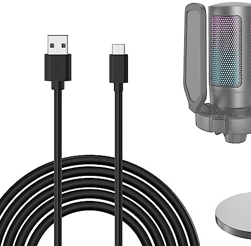 Geekria for Creators USB-A auf Typ-C-Mikrofonkabel, 3 m, kompatibel mit FIFINE AmpliGame A6, HyperX QuadCast S, SoloCast, Logitech G Yeti GX, Tonor TC30 Mikrofonkabel (Schwarz)