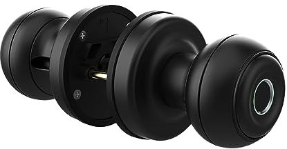 ThikK Smart Lock, Fingerprint Lock. K01 Waterproof Ball Door Lock tuya Bluetooth WiFi Smart Fingerprint Lock Security Door Auto Cylinder Knob Electronic Lock (Color : Black)