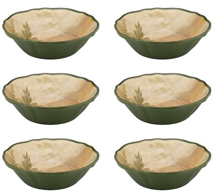 UPware Melamine Dinner Bowl Set of 6, BPA-Free Dishwasher Safe Round Bowls, Dinnerware Kitchen Bowls for Pasta, Rice, Soup, and Salad, 7 Inch Bowls (At the Lake)