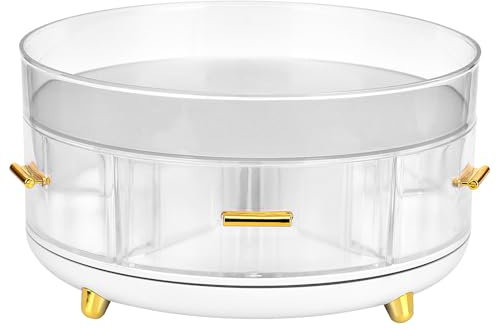 Somiya Make Up Kosmetik Organizer Aufbewahrungsbox mit Schubladen, 360° Drehbar Aufbewahrung Schmink Organizers für Waschtische Schminktisch Dresser Skincare Aufbewahrungs, Große Schmink Organizer