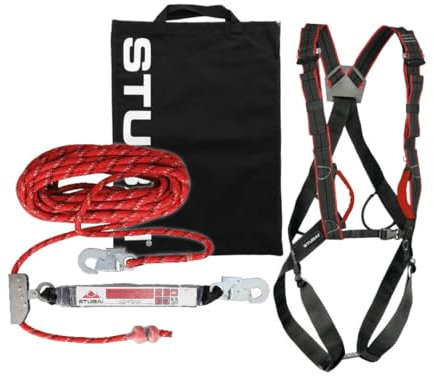 STUBAI Dachdecker-Set PSA Basic | Komplettgurt, Mitlaufendem Auffanggerät 15m Seil und Tragetasche für hohe Sicherheit und Komfort für Profikletterer | Klettersicherheitsausrüstung