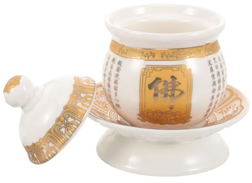 Milisten Kelch für die Anbetung des buddhistischen Tempels Wasserbecher anbieten buddhistischer Pokal Keramik Wasserbecher Buddha-Opferwasserbecher Wassergläser deko Lotus