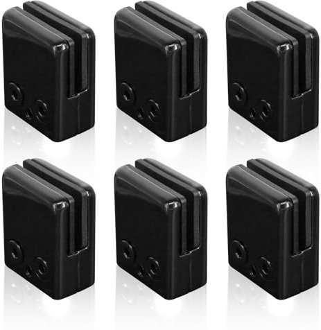 Cokritsm 6pcs Pinces En Verre Noir 6-8mm,Acier Inoxydable 304 Clips En Verre RéGlables Support En Verre à Dos Plat Pour Balustrade Escalier Main Courante, Pinces à Verre Clip Grip Holder