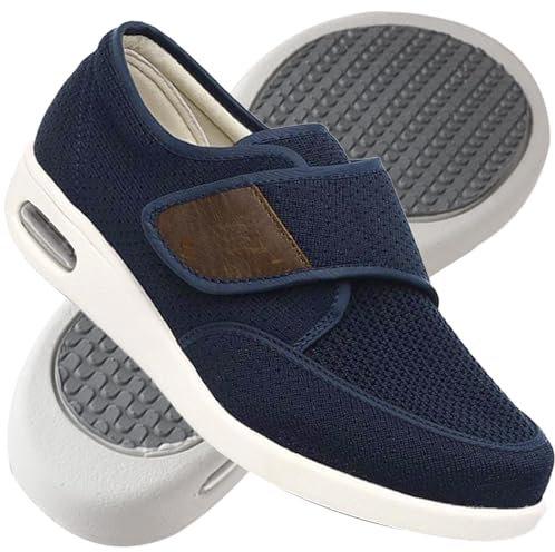 Zapatillas pie Diabetico Hombre Verano Zapatillas ortopédicas para Hombre Mocasines sin Cordones para Hombre Deporte para Senderismo al Aire Libre para Hombre (Color : Blue, Size : 46 EU)