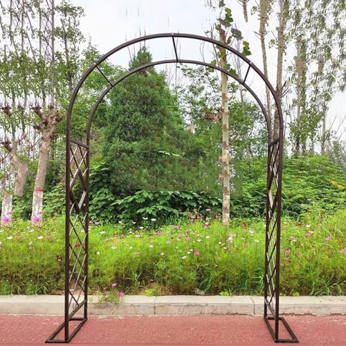 Arches à Rosiers Support Treillis Arceau Jardin, Pergola Fer Forge, Arche d'escalade Résistant Aux Intempéries, pour Plantes Grimpantes Exterieur (Couleur : Brun, Taille : W200XH230CM)