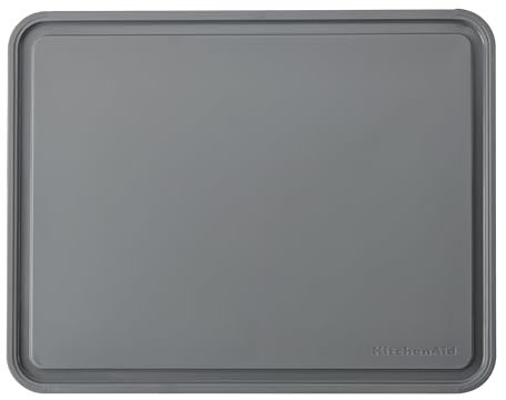 KitchenAid Classic Plastic Cutting Board with Perimeter Trench and Non Slip Edges, Dishwasher Safe, 11 inch x 14 inch, Gray