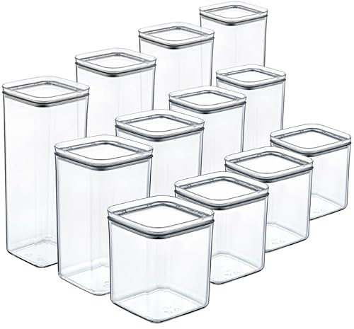 SUSTANIA Vorratsdosen-Set â€“ Vorratdosen Luftdicht -12-teiliges Vorratsdosen-(Set 4x1l + 4x1,5l + 4x2l)- Frischhaltebox mit Deckel, Behälter, Dosen, Aufbewahrungssbox, transparent