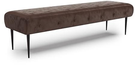 CAVADORE Sitzbank Amba, Trendige Polsterbank 3-sitzig für Küche, Esszimmer oder Wohnküche / Küchenbank passend zum 3-Sitzer Amba / 159 x 52 x 54 / Hochwertiges Mikrofaser: Braun