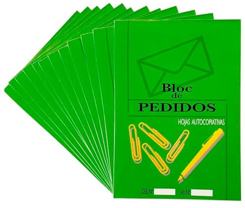Acan Tradineur - Pack de 12 talonarios de pedidos con hojas autocopiativas, bloc, libreta para propuestas de pedido, presupuestos, negocios, tiendas - 20,7 x 14,5 cm