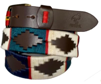 BLANCO NUMERO UNO Cinturón Argentino Bordado de Piel de Vacuno 001 (100)