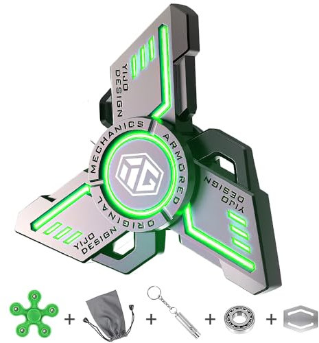 KBIBCK Fidget Spinner, 3-5 Min Fidget Spinner Led, Hand Spinner Fidget, Hand Spinner Fidget Toy, Finger Spinner Spielzeug, Leuchtende Fidget Spinner Metall, Hand Fidget Spinner Spielzeug (Grün)