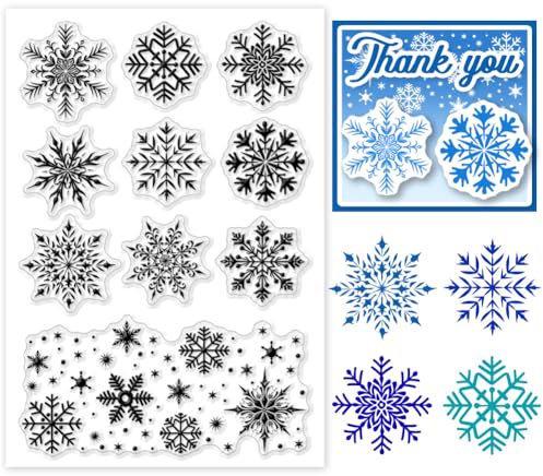 PH PandaHall 10 Styles Snowflake Clear Stamp, Kaltes Winterthema Silikonstempel Transparenter Gummistempel für Kartenherstellung, Fotoalben, Scrapbooking, Geschenkanhänger