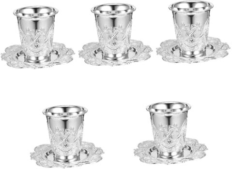PRETYZOOM 5 Ensembles Coupe Gobelet De Judaïca Calice Gobelet Tasse Et Plateau De Kiddouch Verre à Vin Verres à Whisky Tasse De Kiddouch Décorative De Zinc