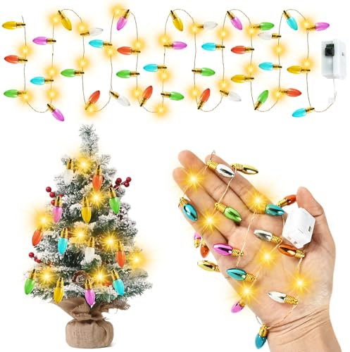 EKKONG Wichtel Lichterkette Miniatur LED 2 Meter Mini Puppenhaus Lichterkette mit Batterie Weihnachten Puppenhaus Wichteltür Zubehör (A)