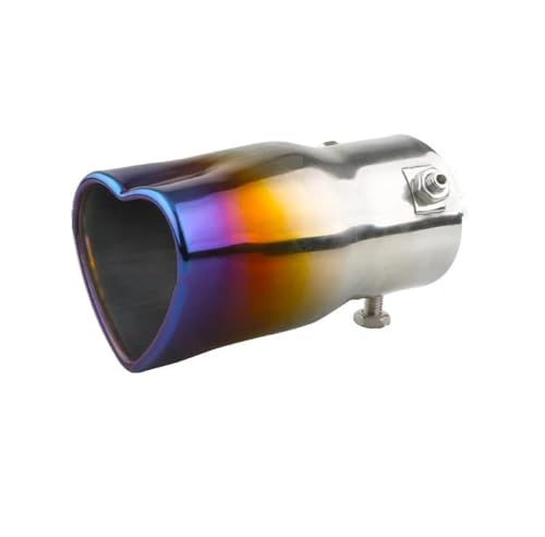 FUNFOB Auspuffblenden Modedesign Herzform Stil Autozubehör 2,5 Zoll Edelstahl Silber Bunte Auspuffspitzen Schalldämpfer Endrohr Auto Auspuffroh(Blue Straight)