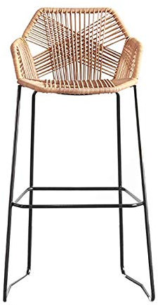LMHAUSS Rattan-Barhocker, Barstühle im Vintage-Stil mit Metallbeinen, Korbstuhl für Lounge-Cafés, Kneipen, Küchen, Theken, Gärten, Barhocker Vigorous