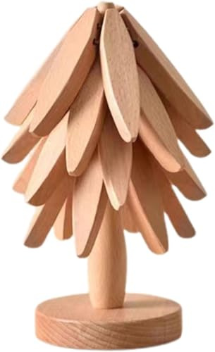 Untersetzer Baum Holz für Töpfe, dekoratives Servier- und Wohnaccessoire, praktisches Geschenk für Küche, Einzug & Weihnachten (B-Natürlich-4 Untersetzer)