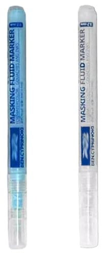 Stylo à liquide de masquage, fluide masquant 2pcs, liquide de masquage blanc / bleu pour la peinture, liquide de masquage liquide lisse, fluide masquant aquarelle pour les étudiants, liquide de masqu