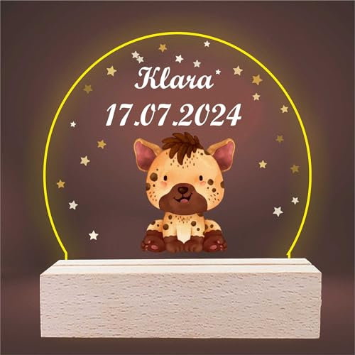 INDIGOS UG - LED Lampe personalisiert - Tiger - Nachtlicht Kinder - personalisierte Geschenke - Nachtlampe - Geschenk für Baby und Kinder mit Wunschtext
