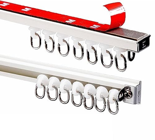 Plerile Binario per Tende Adesivo per Soffitto E Parete, Senza Foratura, Viti O Attrezzi, Binario per Tende per Camera da Letto, Doccia, Armadio E Camper