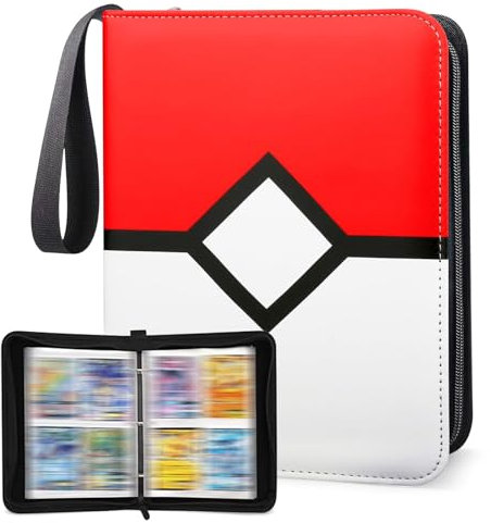 Classeur Carte, Album de Collection pour Carte 50 Pages 400 Cartes Album Porte Classeur pour Cartes à Collectionner pour Stockage de Cartes, cadeau pour enfants (Rouge4)