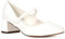 Women's Court Shoes Ladies Mary Jane Low Mid Block Heel Buckle Strap White Synthetic Leather Work Evening Party Shoes Size 7