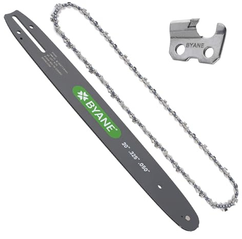 Byane 20 Carbide Chainsaw Bar and Chain Combo, .325 .050 78DL | Fits Husqvarna 455 Rancher 450 460, Echo CS-440