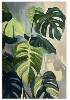 NFFBGFD Monstera Gemälde auf Leinwand, Poster, Wandkunstdruck, Bild, Gemälde, 30 x 45 cm