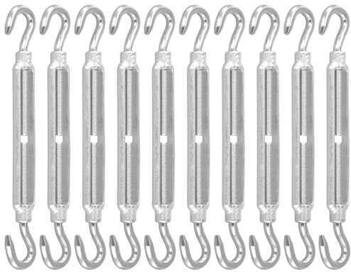 NAMYEUT 10 Stück Spannschloss M8 x 190mm, Seilspanner M8 Edelstahl Drahtseilspanner Spannschlösser Sonnensegel Spanner, Edelstahl Spannschloss mit Haken für Schiffe, Zäune, Zelte