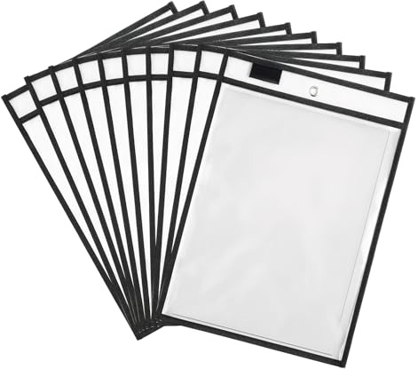 10 Packs Dry Erase Pockets Transparent Dry Erase Holder Reusable Plastic Sleeves Write and Wipe Pocket Dry Erasable Pocket Protectors 10 X 14 Inch