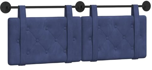vidaXL Hängendes Kopfteil Polizeiblau Samt, Moderner rechteckiger Wand-Headboard aus Samt, bezogen mit Bändern, Knopfsteppung für entspannende Schlafzimmer-Deko