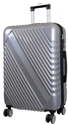 Monopol Genua Reisekoffer M – Hartschalenkoffer ABS 4 Rollen robust & leicht (Silber)
