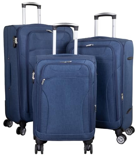 Monopol Weichschale Kofferset 3teilig Reisekofferset Cremona (Blau)