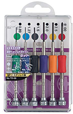 VESSEL Precision Screwdriver Set TD-58 / H0.89, H1.27, H1.5, H2.0, H2.5, +00