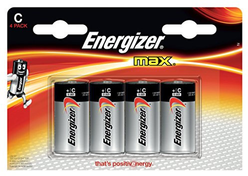 C Size Battery , Energizer MAX , Premium Alkaline Battery , 4/Pack EVEE93BP4